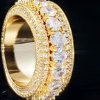 18K Gold-Plated  Five Rows Full Of Zircon  Single Layer Iced Band  Ring