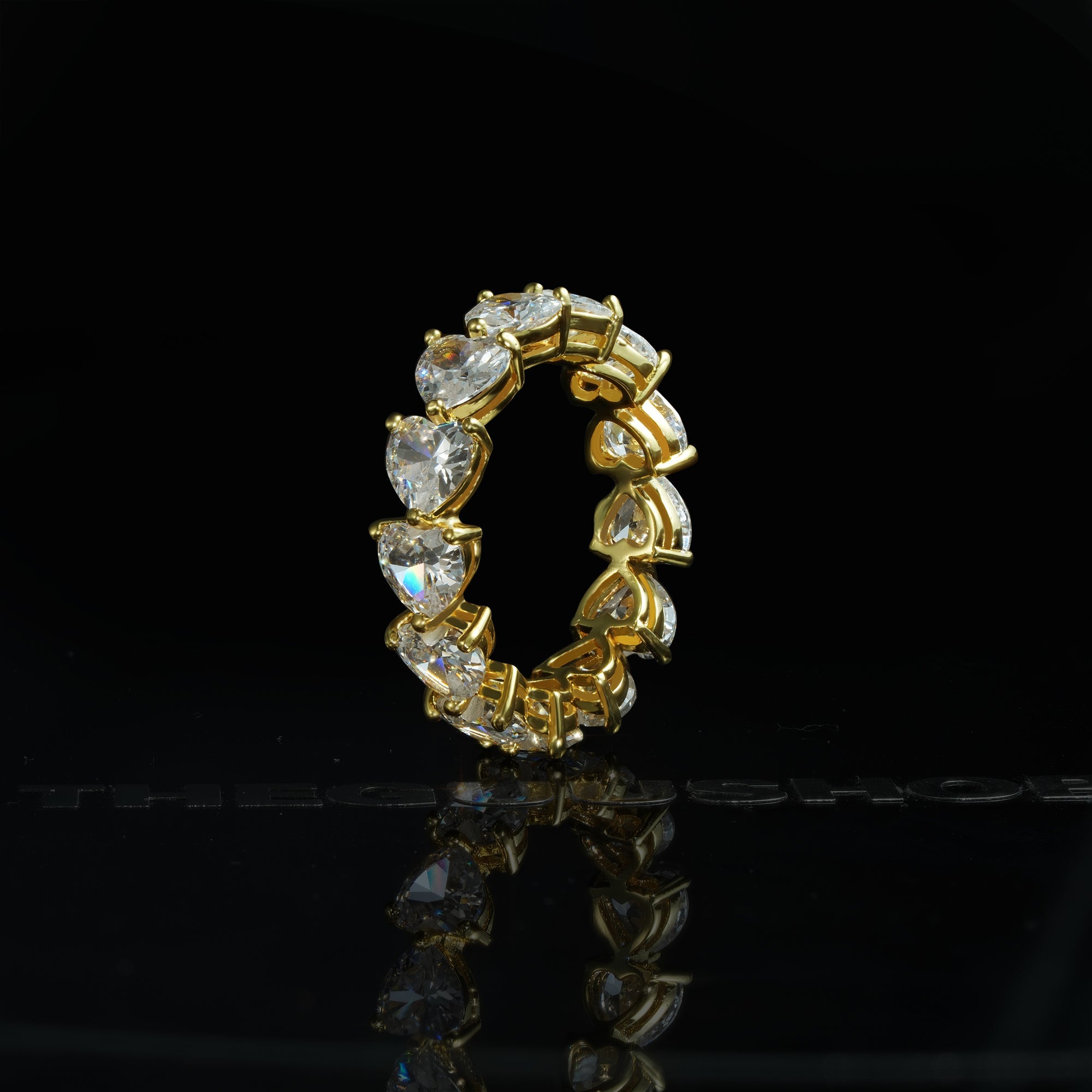 5mm  18K Yellow Gold-Plated Iced AAA CZ Love Hip Hop Ring