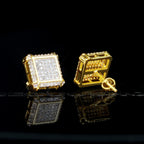 Iced Hip Hop  CZ Gold-Plated  Square Punk Stud Earring 11mm
