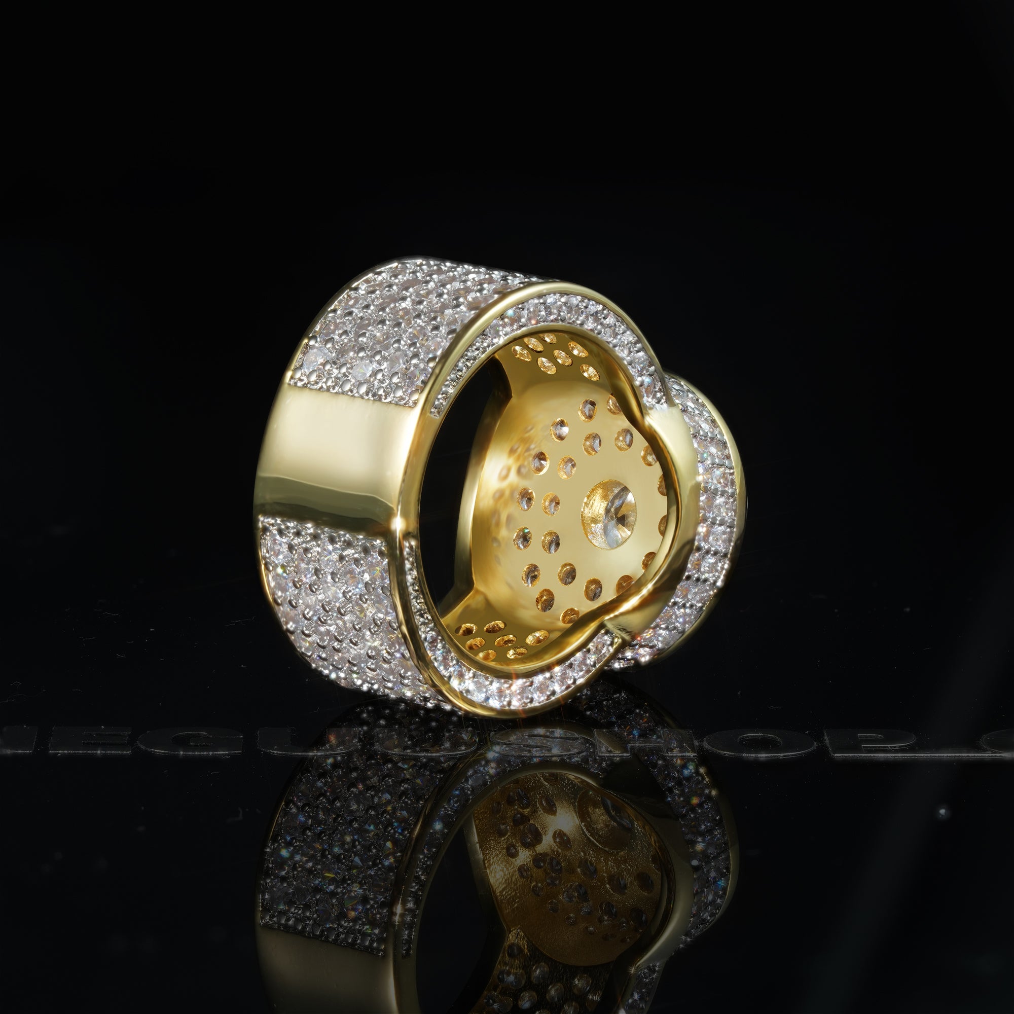 Iced Diamond  Zircon Real Gold-Plated Ring