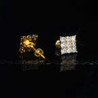 8mm BlingBling Iced  CZ  Square Hip Hop Stud Earring