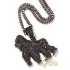 Iced AAA CZ Gorilla Pendant In 18K Yellow Gold-Plated