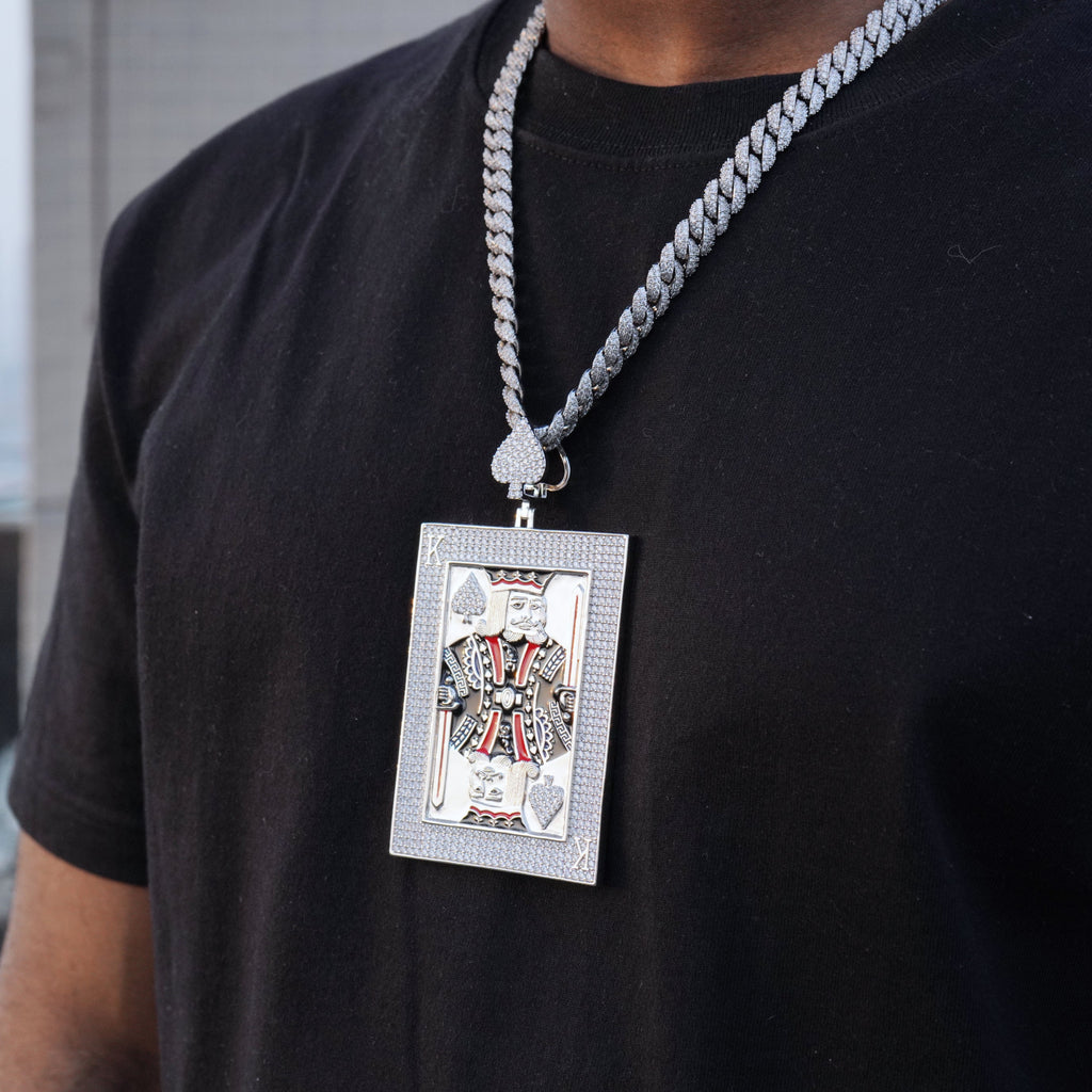 Iced Solid Large Royal King Poker Necklace