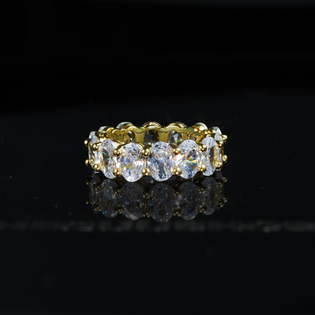 5mm  18K Yellow Gold-Plated Iced AAA CZ Love Hip Hop Ring