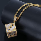 Two-tone CZ Black And White  Dice Pendant Jewelry