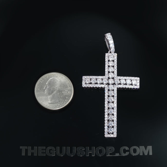 35mm  Iced Yellow Gold-Plated CZ Cross Pendant Main Image