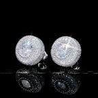 Gold Plated Iced Round Shape 12mm Hip Hop Earrings