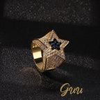 CZ Gold-Plated Copper Five-pointed Star Ring