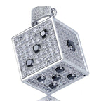 Two-tone CZ Black And White  Dice Pendant Jewelry