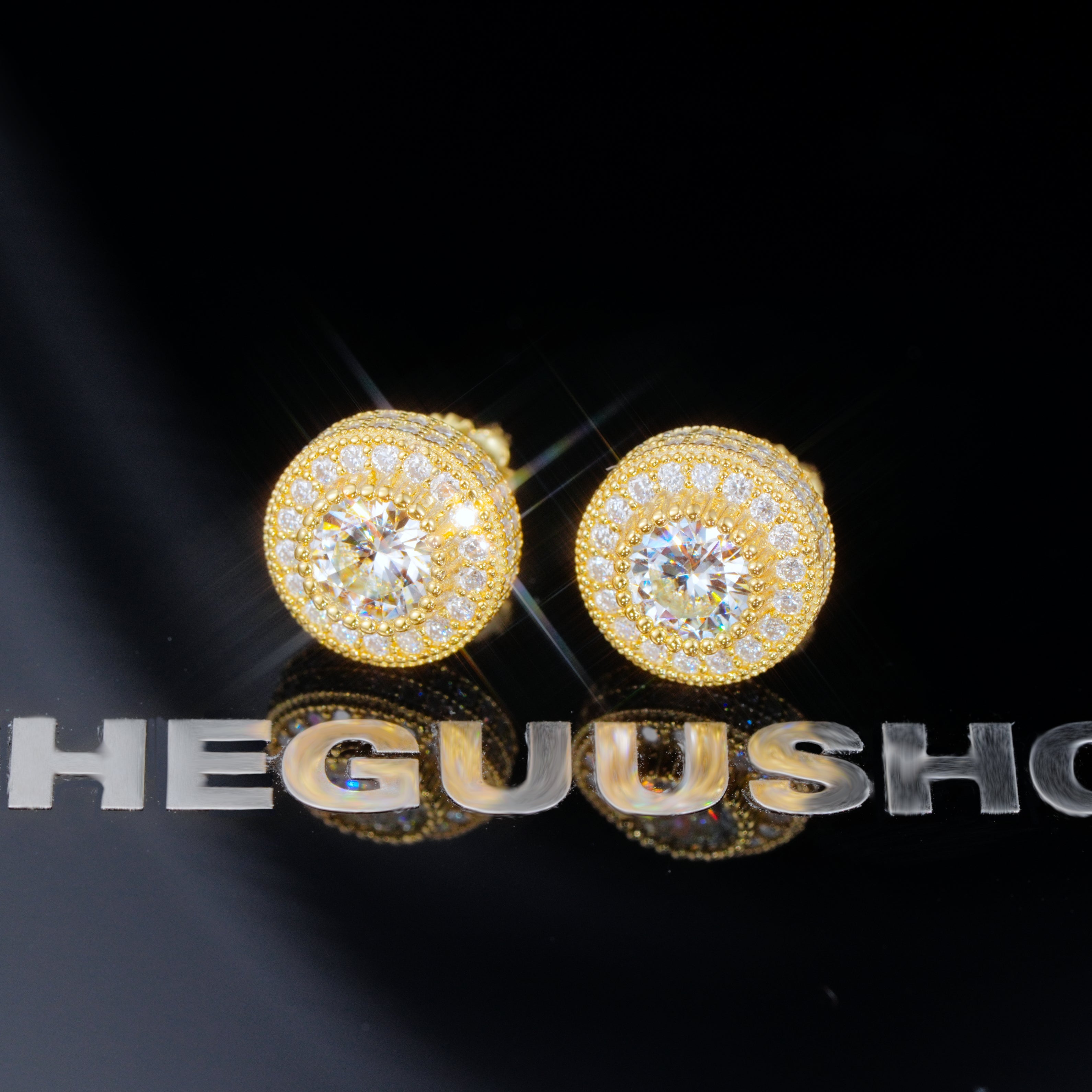 925s VVS1 Moissanite Cluster Halo Earrings In 18K Gold