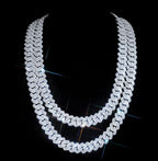 13mm Curved Clasp Baguette Prong Cuban Chain