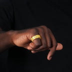 9mm  Iced 18K Yellow Gold-Plated AAA CZ Iced  Double Row Ring