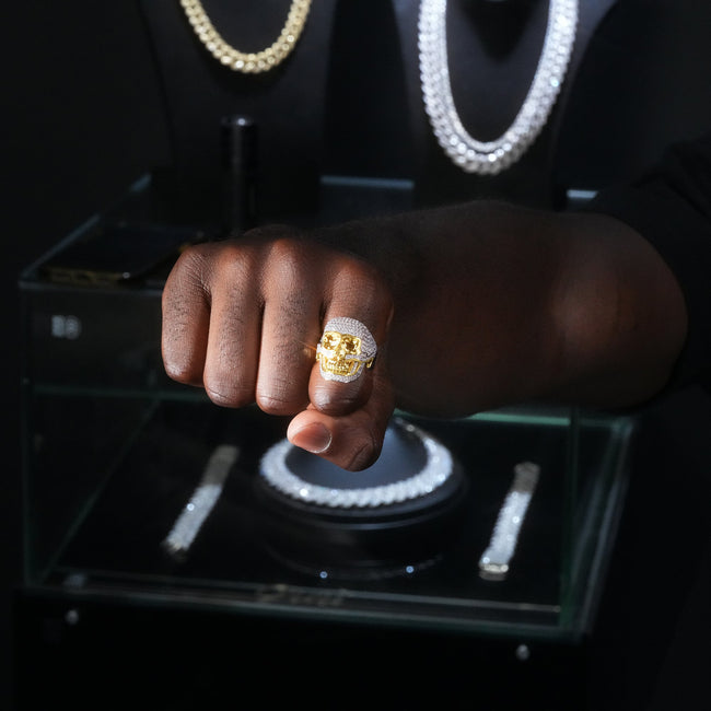 18K Gold-Plated Micro-inlay CZ Human Skeleton Ring Main Image