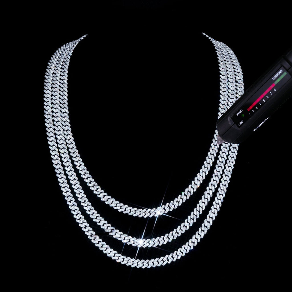 925S & VVS Moissanite 6.5MM Prong Cuban Link Chain