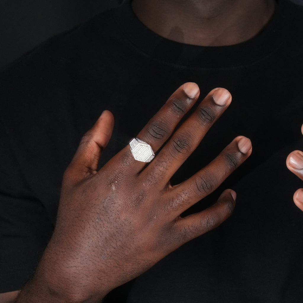 LIMITED STOCK! Micro-inlay CZ Hexagon Gold-Plated Ring