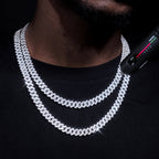 925S & VVS Moissanite 8MM Two Row Prong Cuban Link Chain