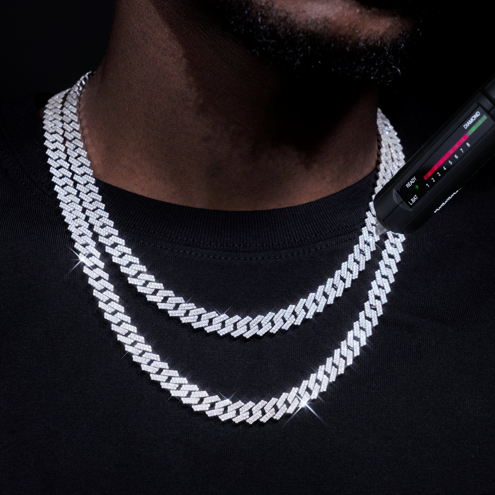 925S & VVS Moissanite 8MM Two Row Prong Cuban Link Chain