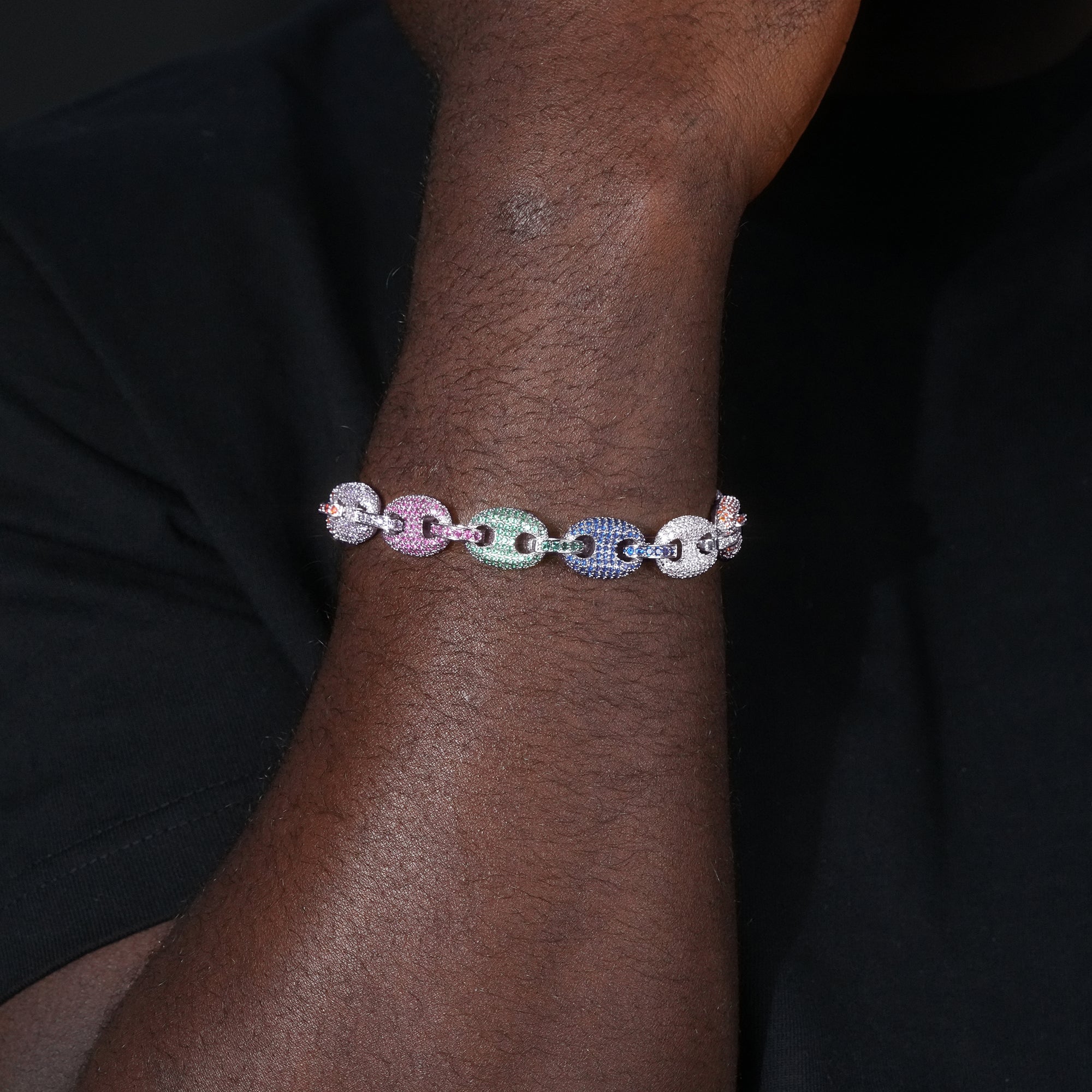 Iced 12mm  Explosion Color  CZ   Bracelet BlingBling
