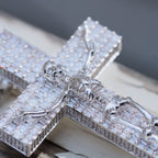 3D Skull Cross Baguette Solid Iced Necklace