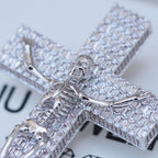3D Skull Cross Baguette Solid Iced Necklace