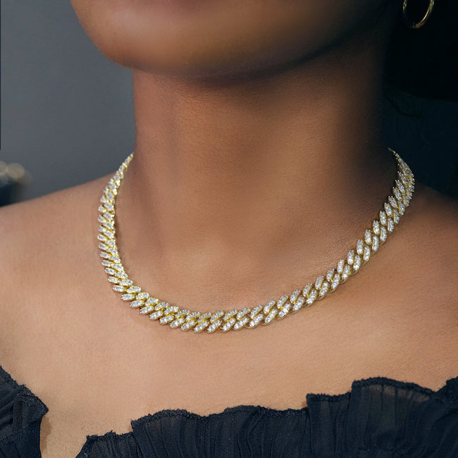 8MM Iced Cuban Link In 18K Gold Main Image