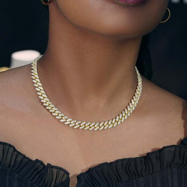 8MM Iced Cuban Link In 18K Gold Hover Image