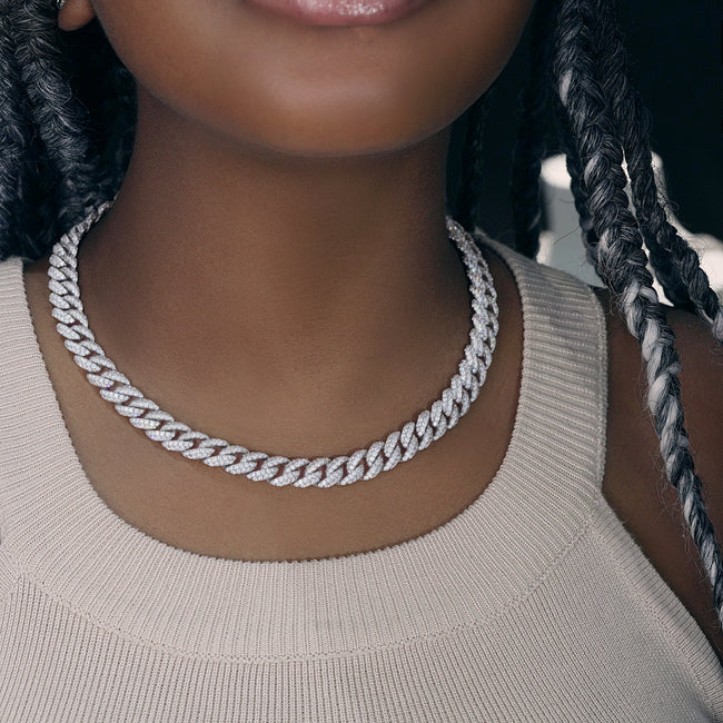 10mm Cuban Link Chain in White Gold Main Image