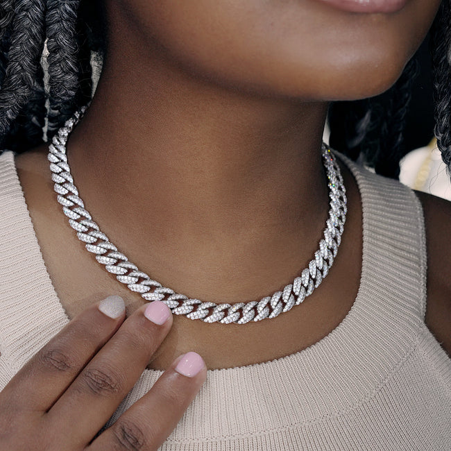 10mm Cuban Link Chain in White Gold Hover Image