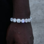 Clustered Tennis Bracelet in White Gold
