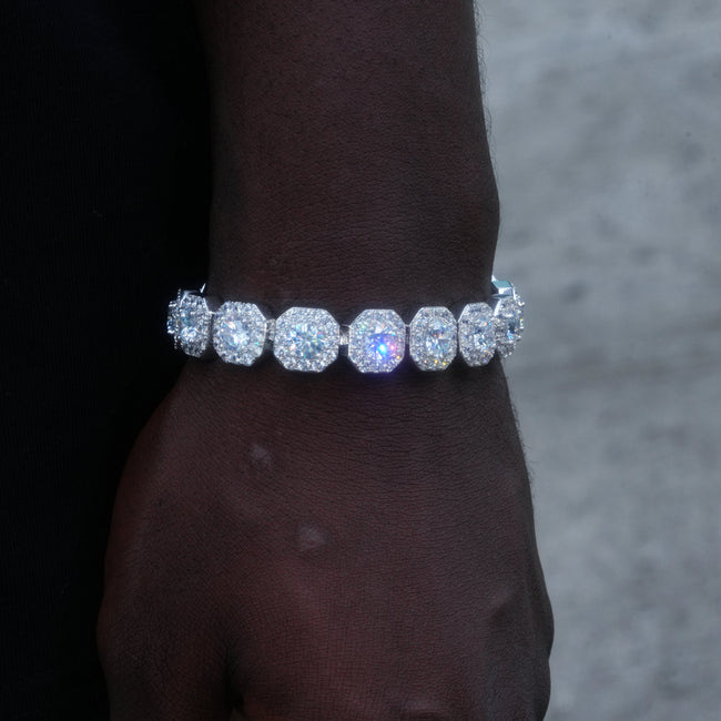 Clustered Tennis Bracelet in White Gold Hover Image