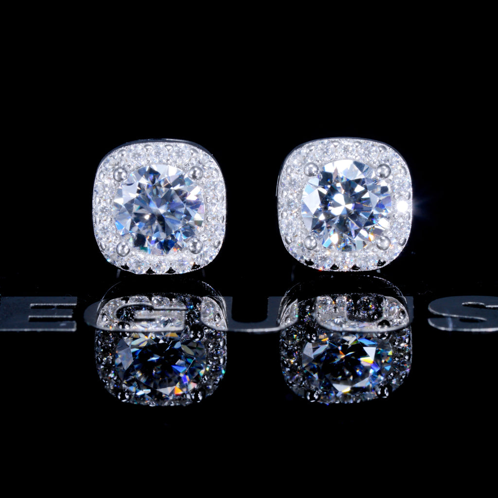 VVS1 Moissanite 7MM Cluster Stud Earrings