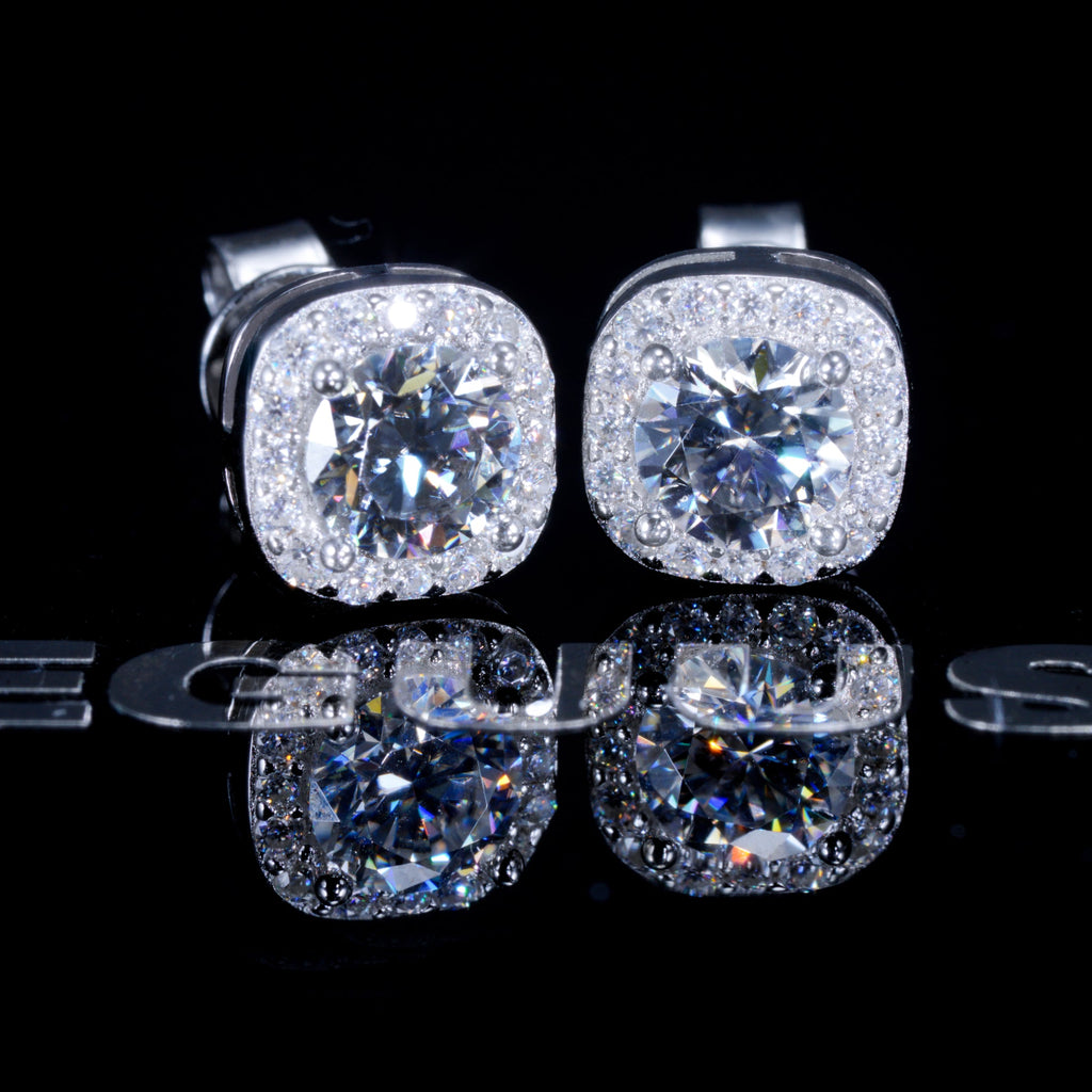 VVS1 Moissanite 7MM Cluster Stud Earrings