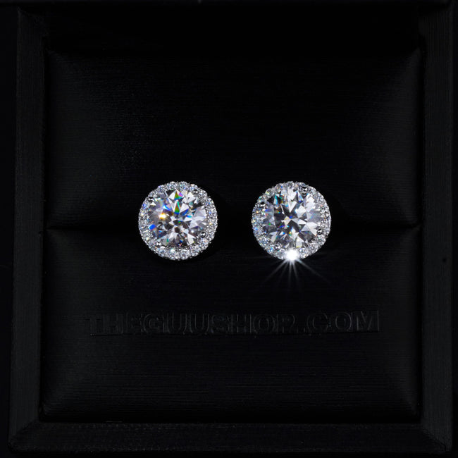 2.00 Carat Certified VVS1 Moissanite Halo Earrings Hover Image