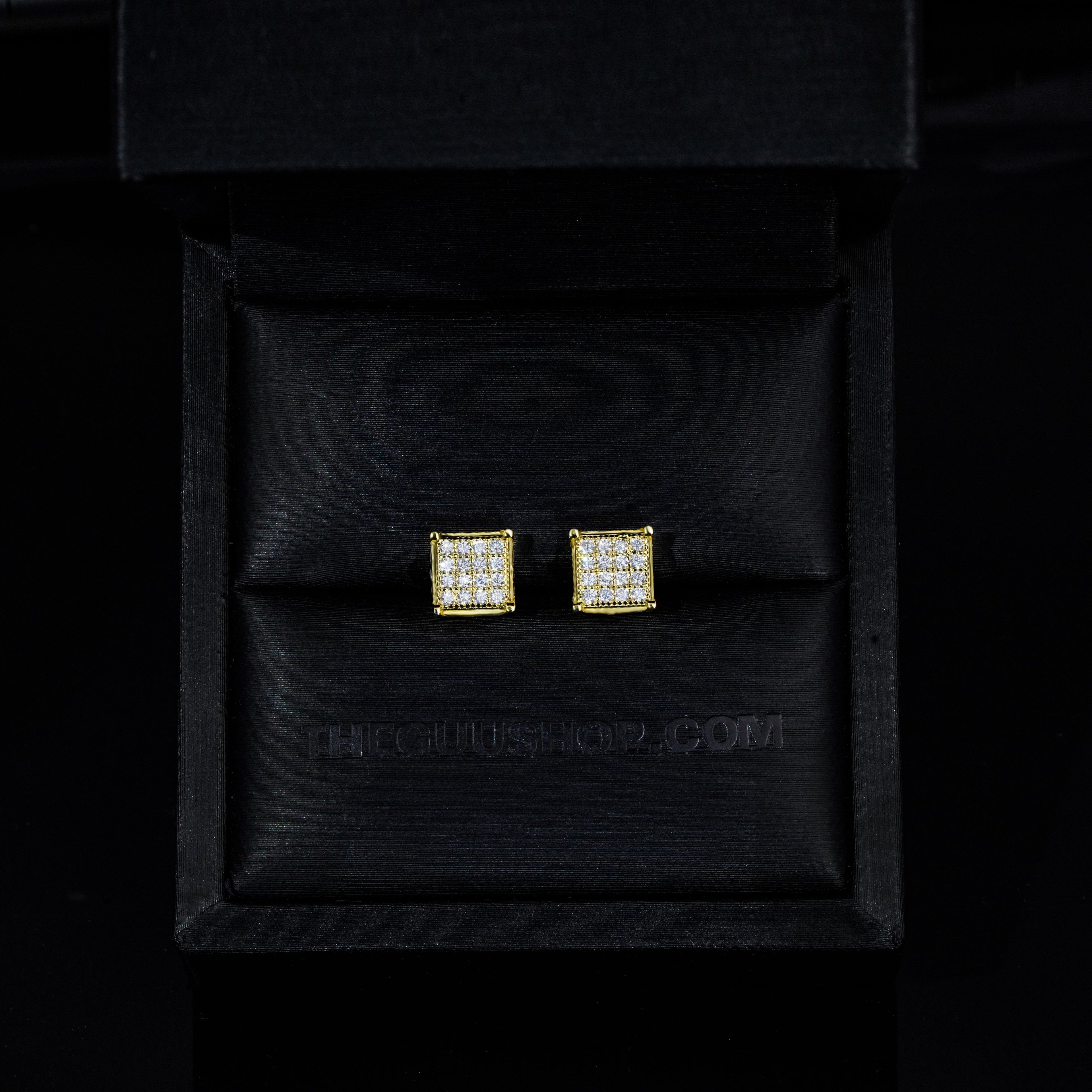 925s & VVS Moissanite 3D Cube Earrings 18K Gold