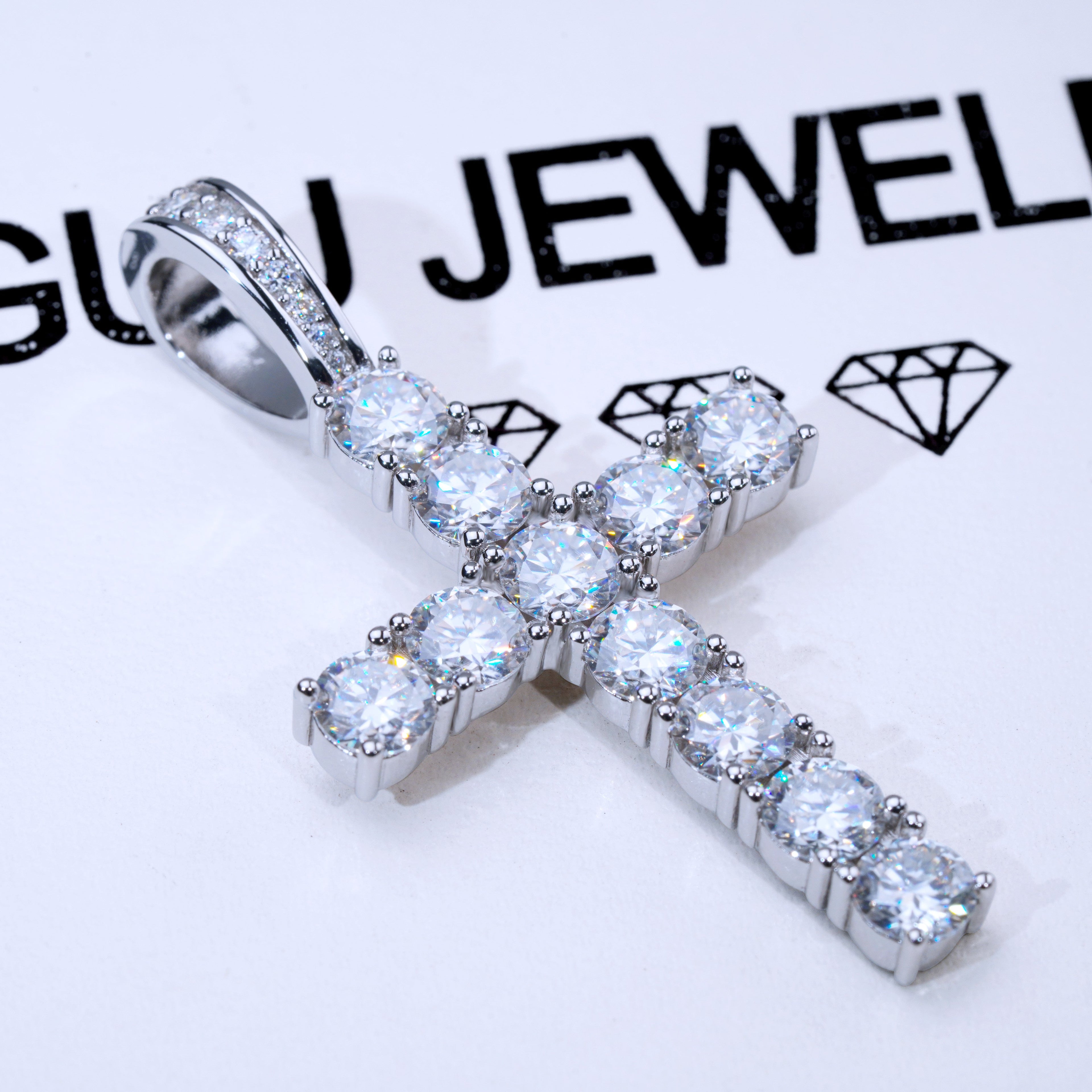 4.51 Carat VVS Moissanite Cross In White Gold