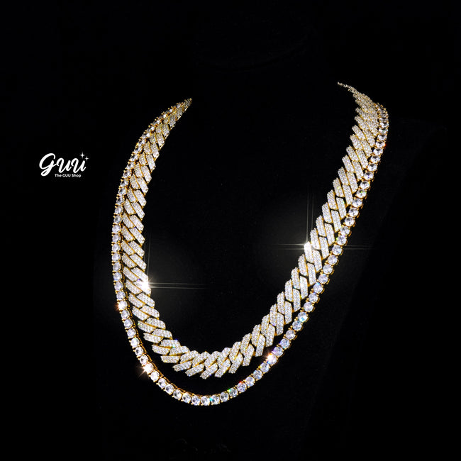 Bundle 14MM Prong Cuban + 5MM Tennis In Gold Main Image