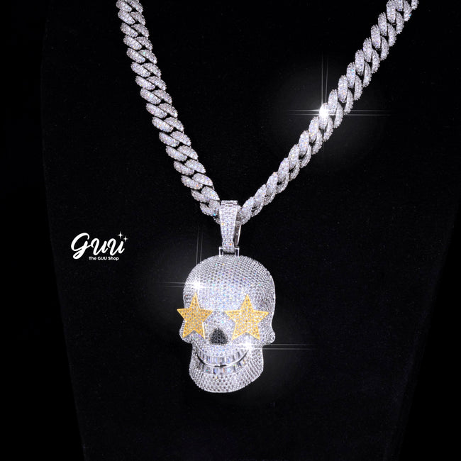 Star Eyes Skull Solid Iced Necklace Main Image