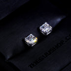 VVS Moissanite Asscher Cut Stud Earrings In White Gold