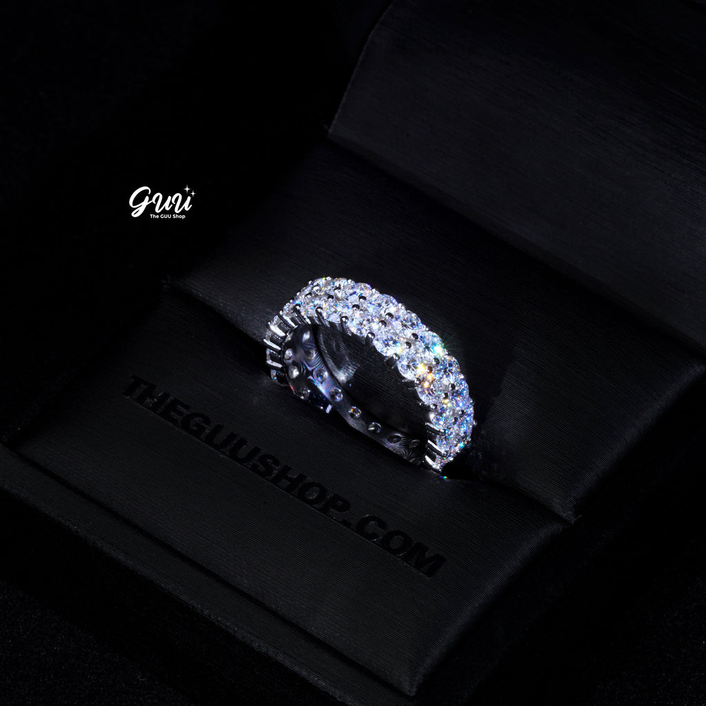 925S & VVS Moissanite 2-Row Eternity Ring