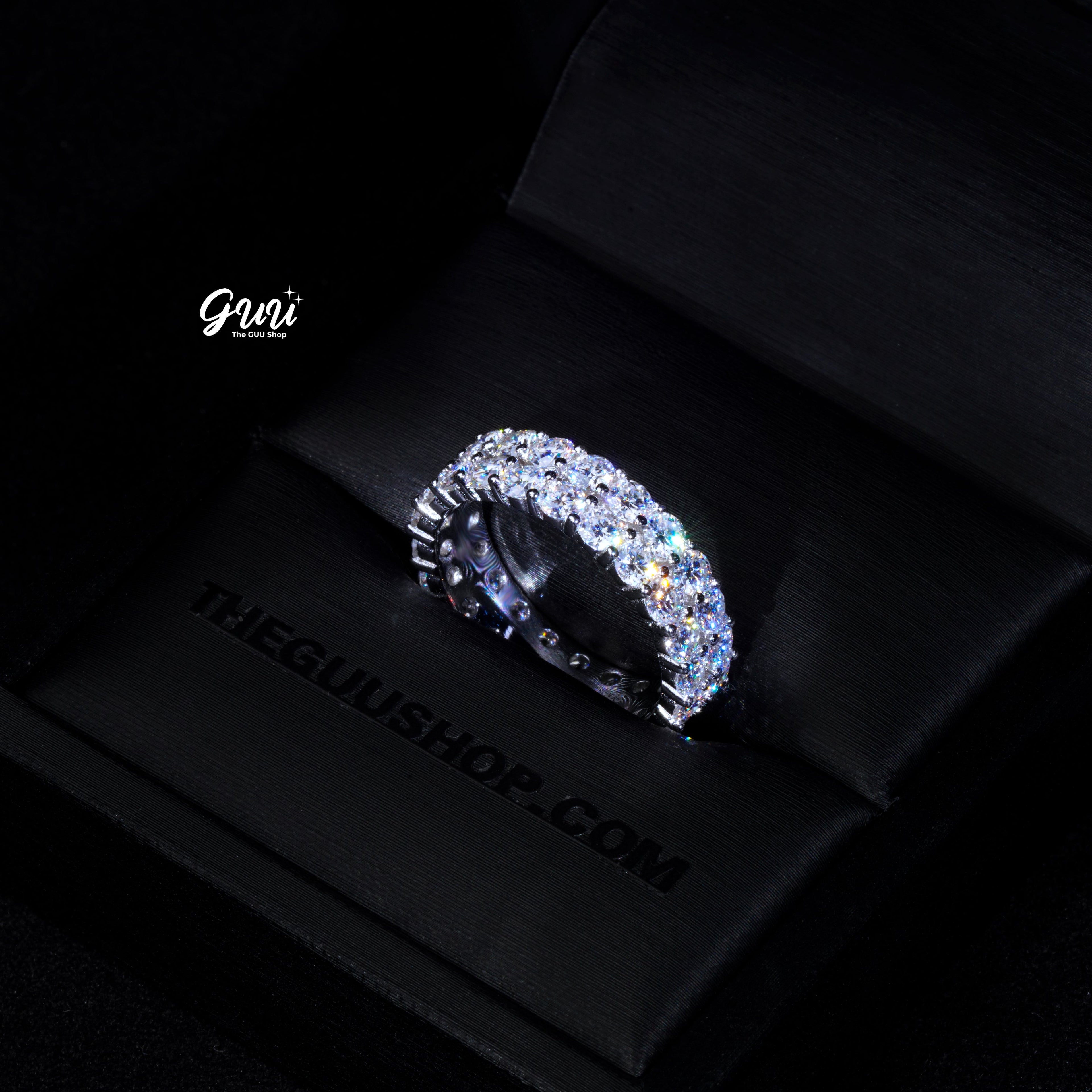 925S & VVS Moissanite 2-Row Eternity Ring