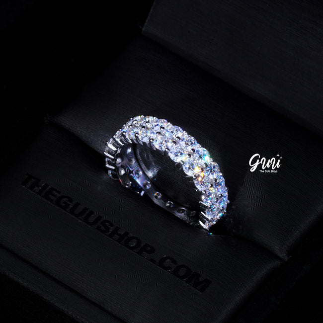 925S & VVS Moissanite 2-Row Eternity Ring Hover Image