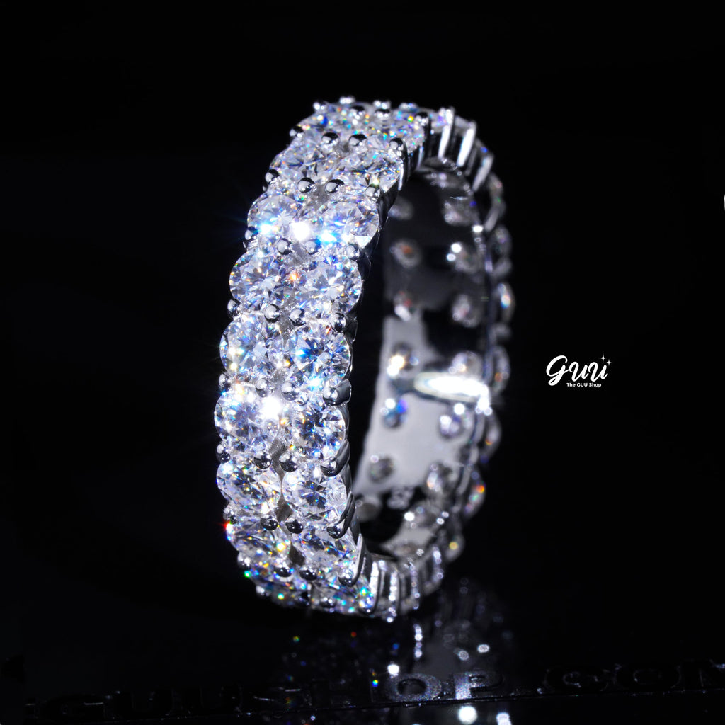 925S & VVS Moissanite 2-Row Eternity Ring