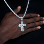 8.0 Carat VVS Moissanite Gemstone Cross Necklace In White Gold