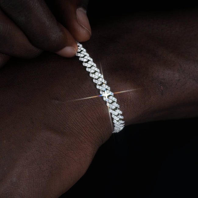 925S & VVS Moissanite 6.5MM Prong Cuban Bracelet Hover Image