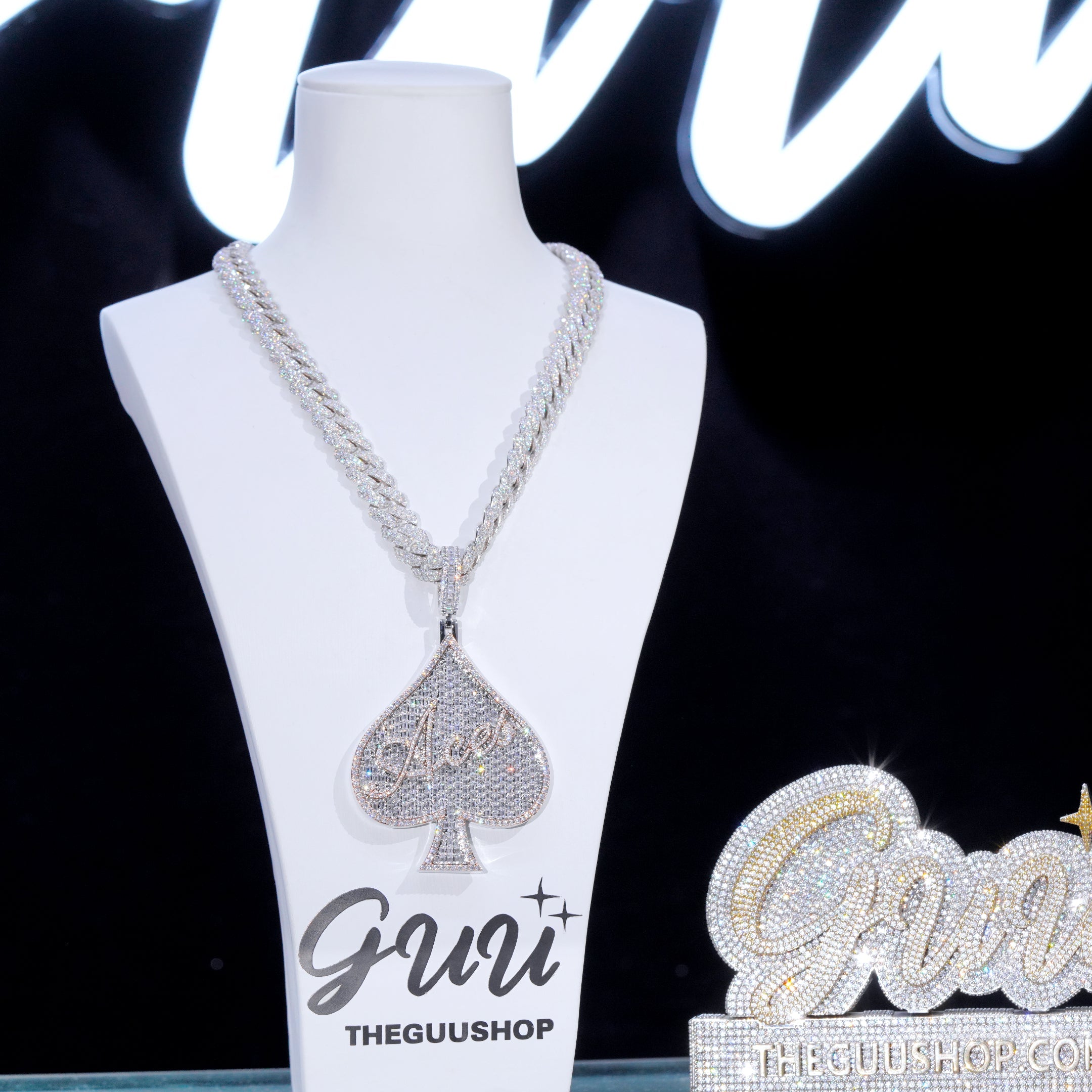 ACE Spade Baguette Iced Necklace