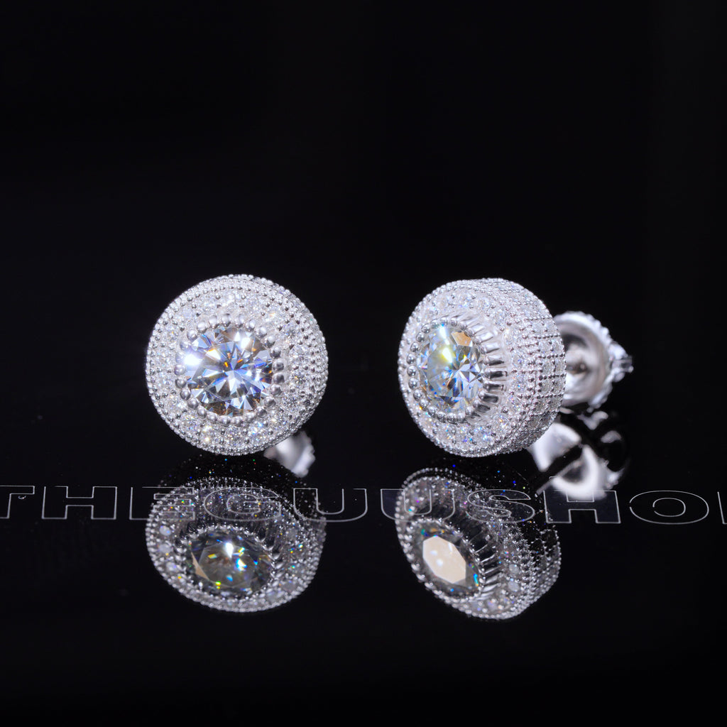 925s VVS1 Moissanite Cluster Halo Earrings