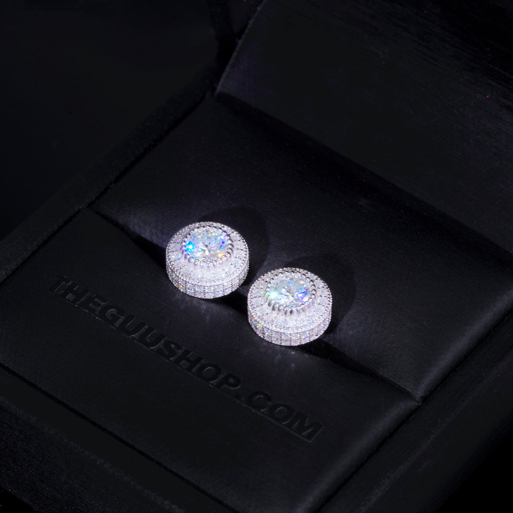 925s VVS1 Moissanite Cluster Halo Earrings