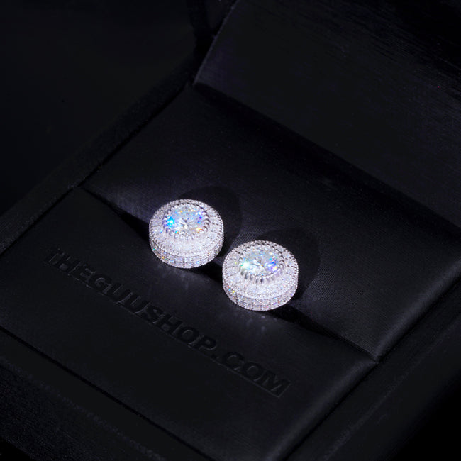925s VVS1 Moissanite Cluster Halo Earrings Hover Image
