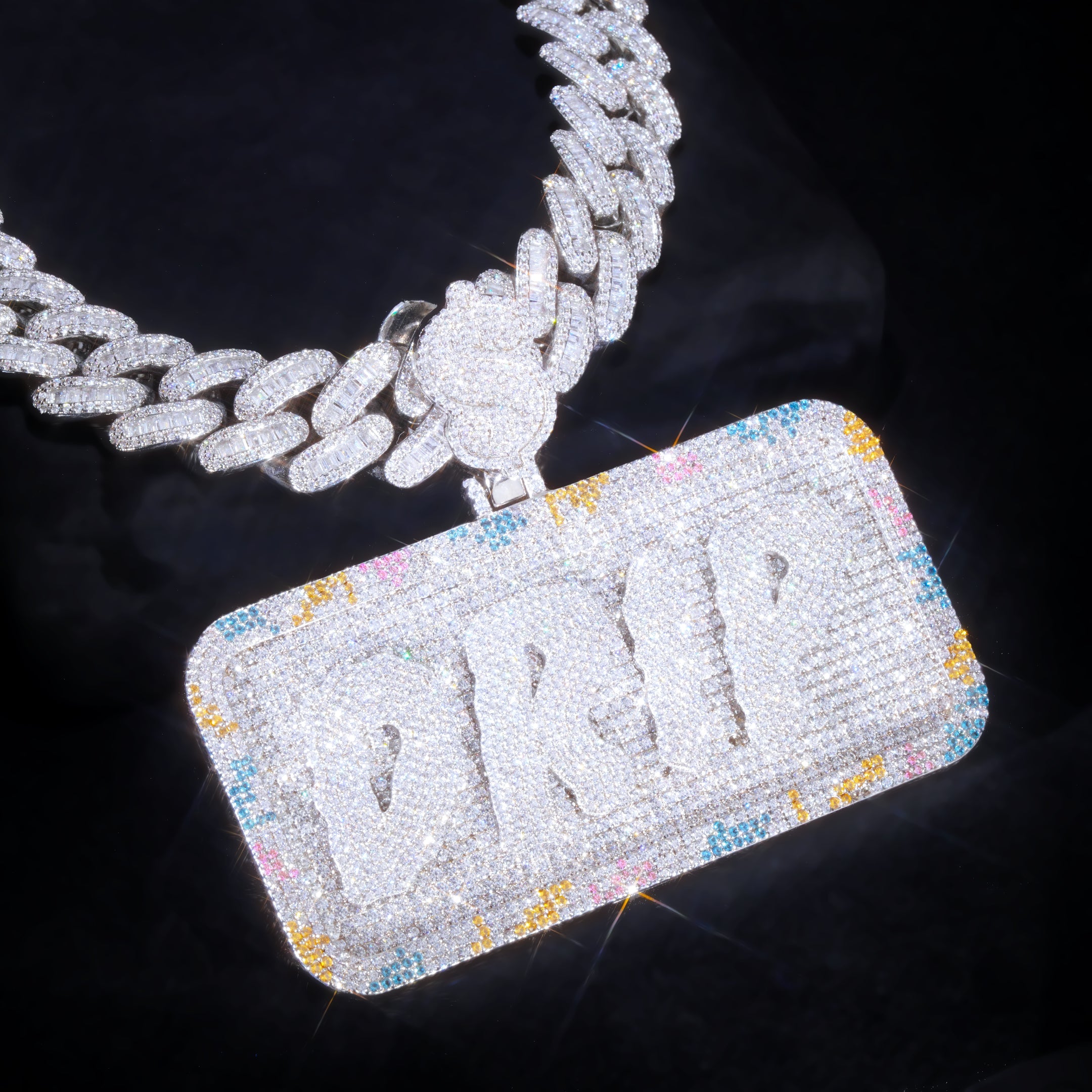 CUSTOM LETTER NECKLACE 3D COLORFUL SQUARE