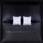 925s VVS Moissanite Iced 3D Cube Earrings In White Gold